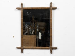French Faux Bamboo Mirror with Turned Wood Frame, Circa 1900