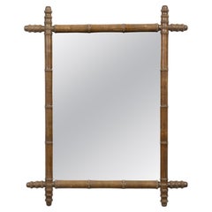 French Faux Bamboo Mirror with Turned Wood Frame, Circa 1900
