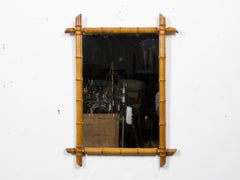 French Faux Bamboo Mirror with Warm Honey Patina, circa 1900