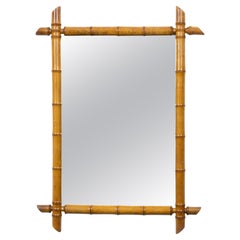 French Faux Bamboo Mirror with Warm Honey Patina, circa 1900