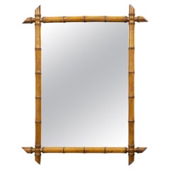 French Faux Bamboo Mirror with Warm Honey Patina, Circa 1900