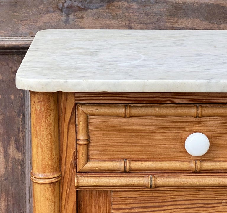 French Faux Bamboo Nightstand or Bedside Table at 1stDibs