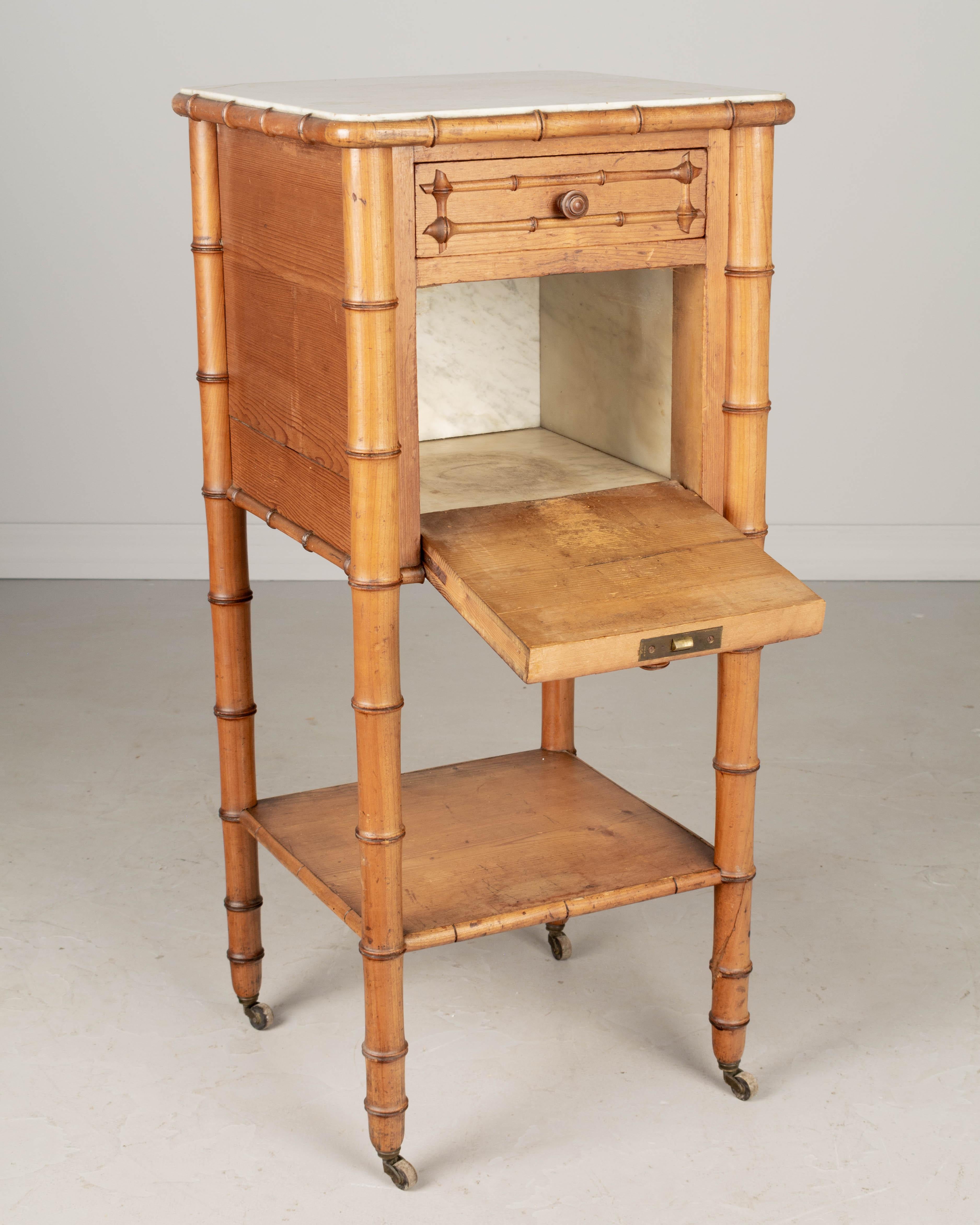 Country French Faux Bamboo Nightstand or Side Table