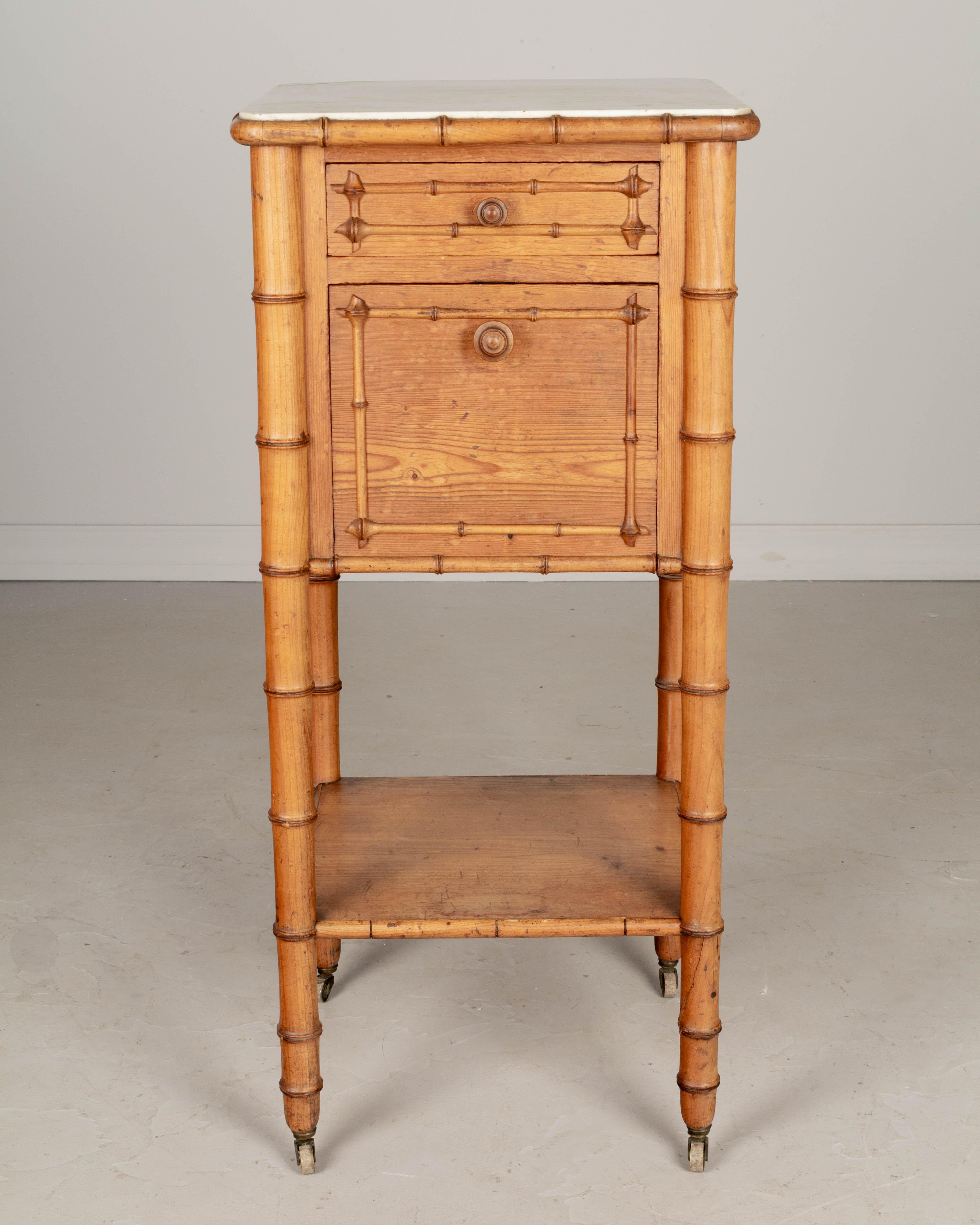 French Faux Bamboo Nightstand or Side Table In Good Condition In Winter Park, FL