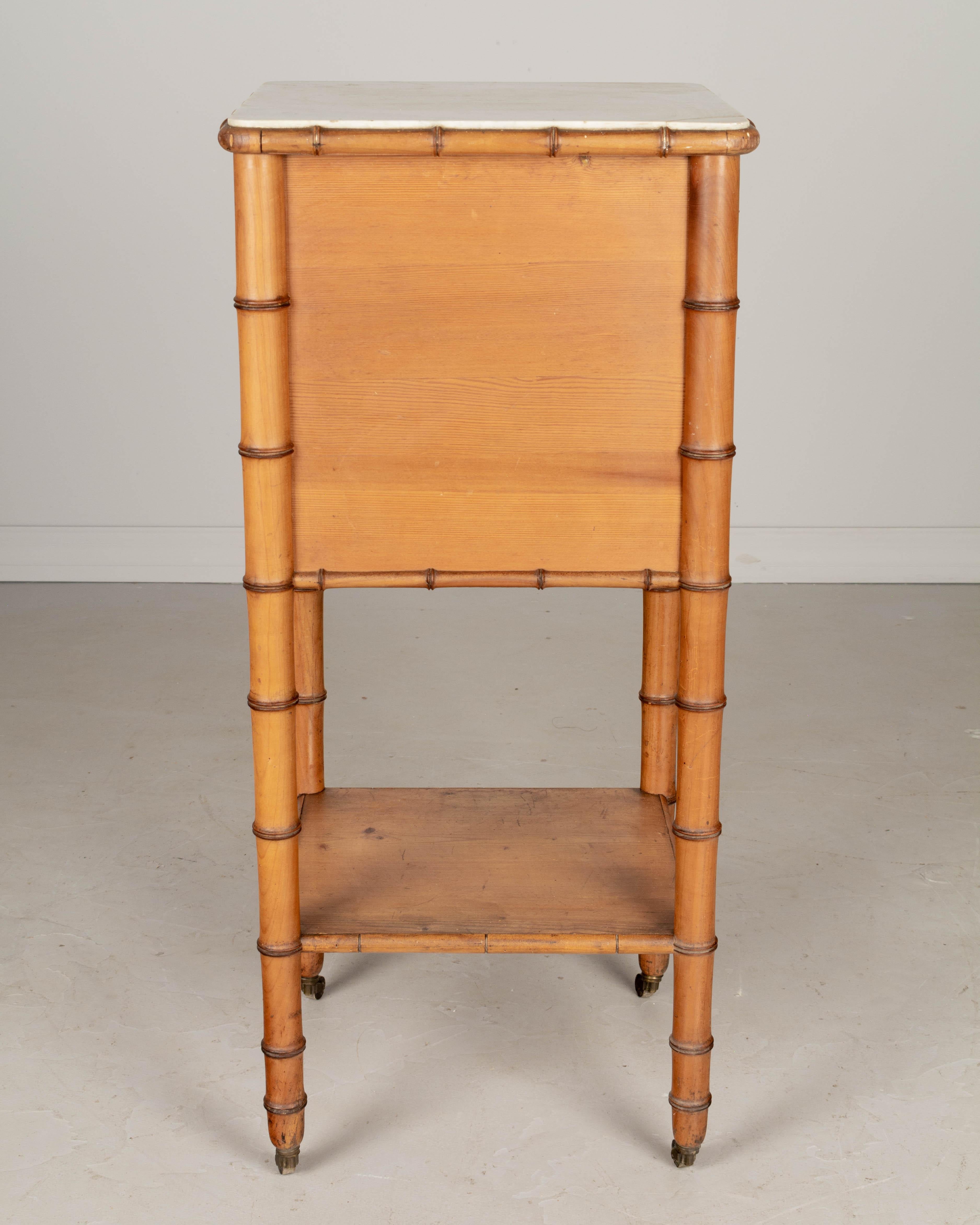 19th Century French Faux Bamboo Nightstand or Side Table