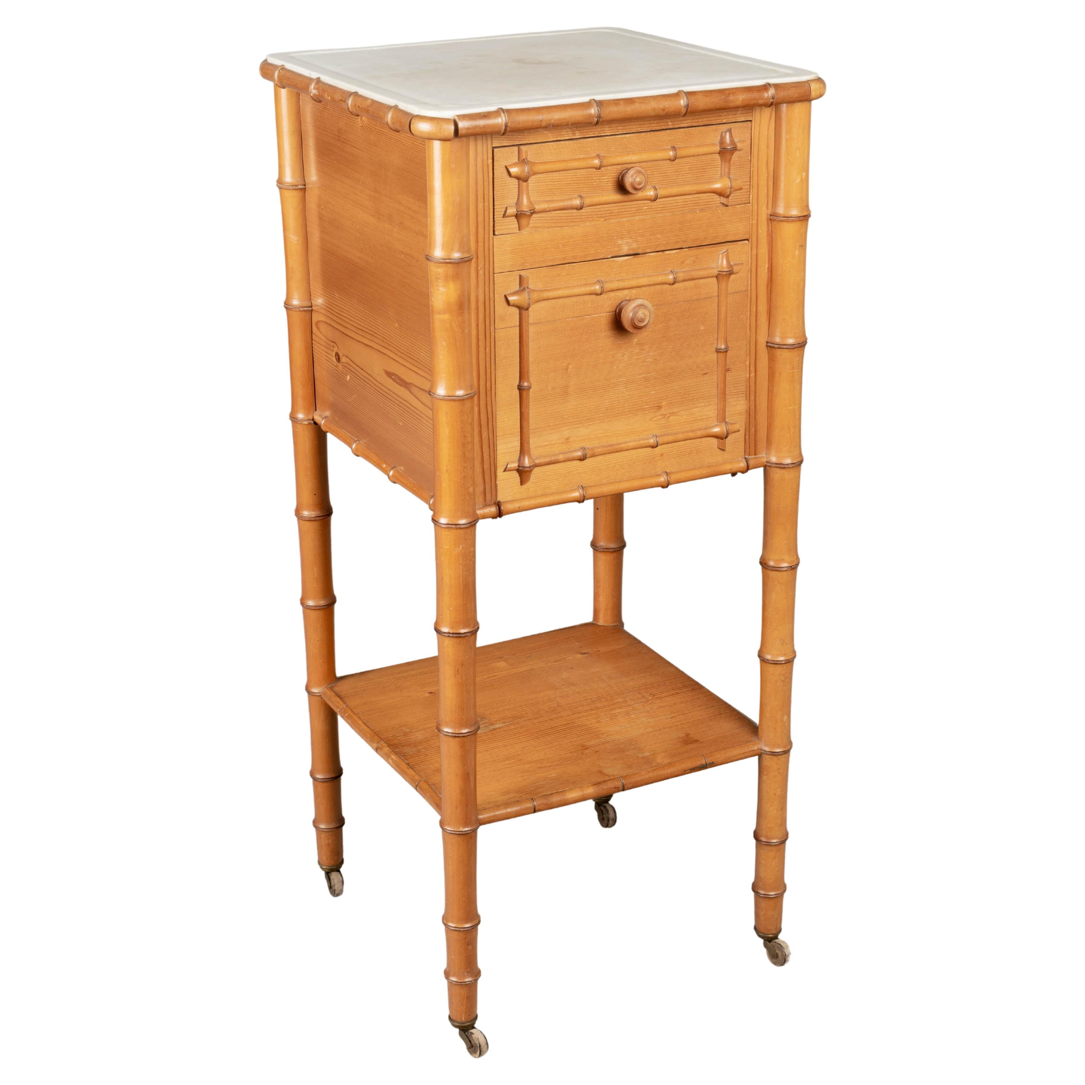 French Faux Bamboo Nightstand or Side Table