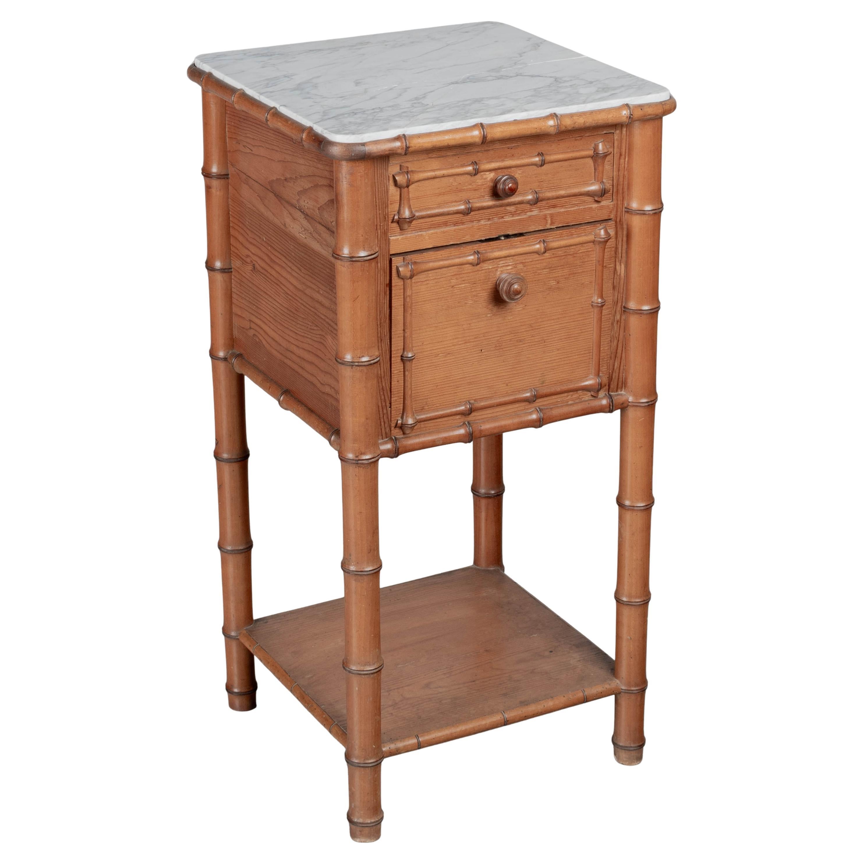 French Faux Bamboo Nightstand or Side Table For Sale