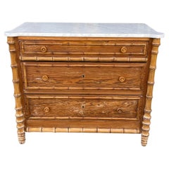 French Faux Bamboo Pine 20th Century Chest