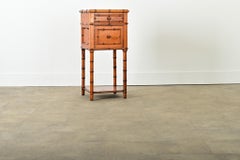 French Faux Bamboo Pine Bedside Cabinet