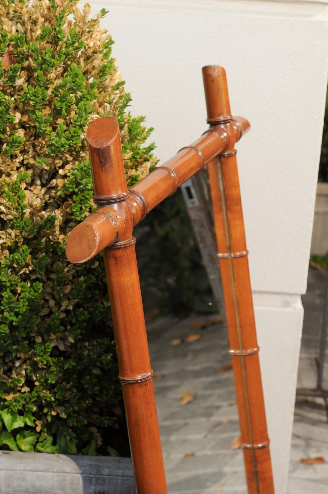 French Faux Bamboo Rectangular Mirror with Protruding Corners from the 1920s 6