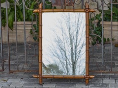 French Faux Bamboo Rustic Mirror with Carved Frame, circa 1900
