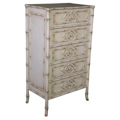 French Faux Bamboo Style Painted Lingerie Chest Dresser, circa 1950