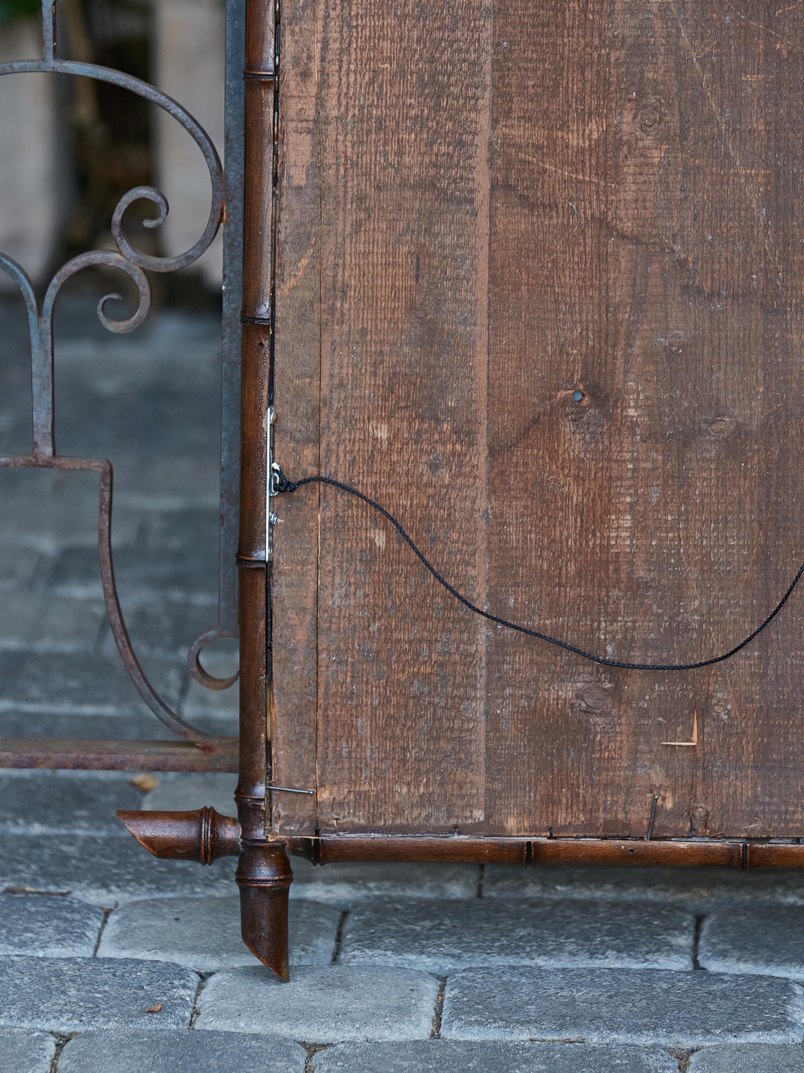 French Faux-Bamboo Turn of the Century Mirror with Dark Brown Patina, circa 1900 For Sale 5