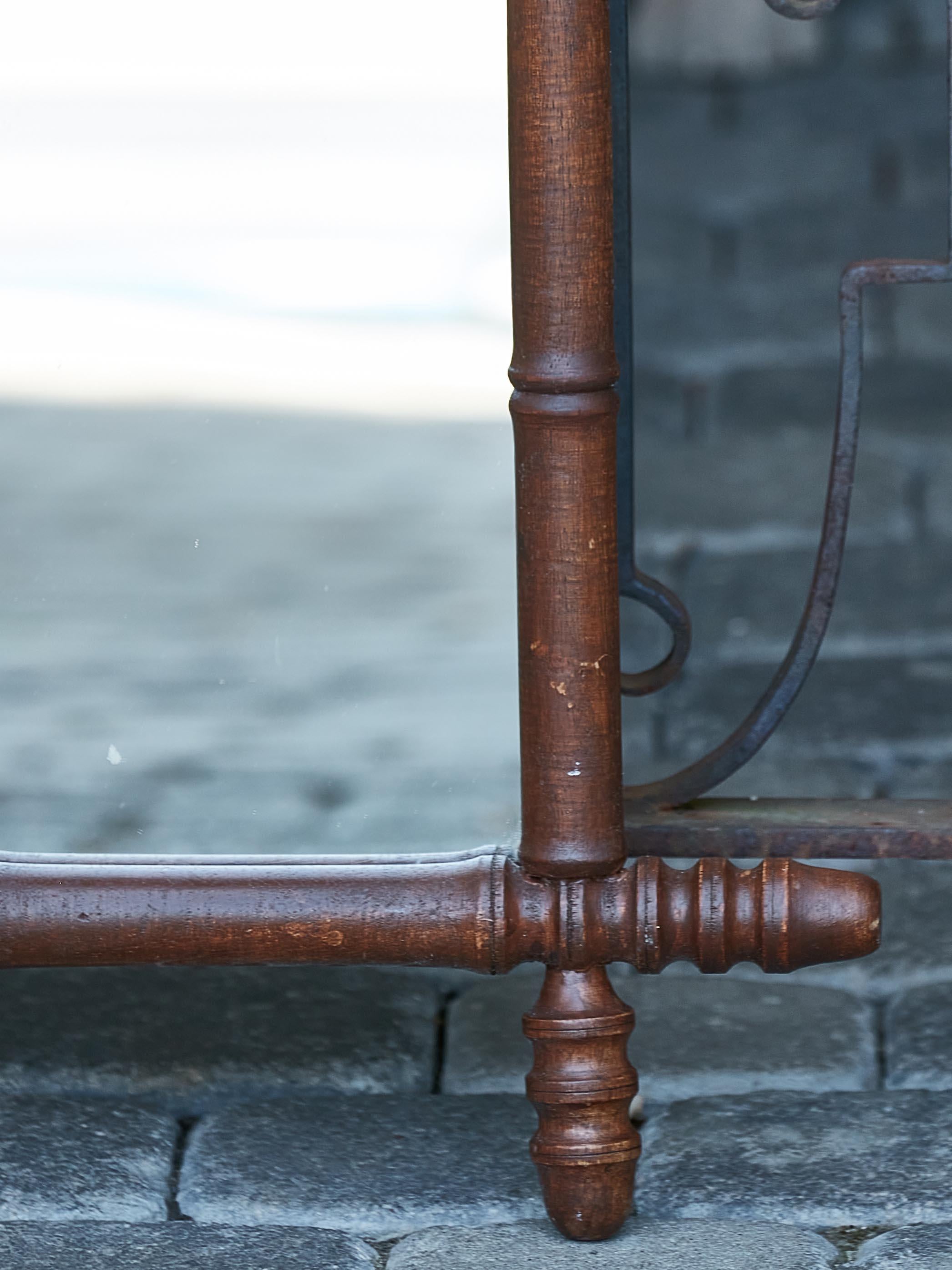 Carved French Faux-Bamboo Turn of the Century Mirror with Reeded Accents, circa 1900 For Sale