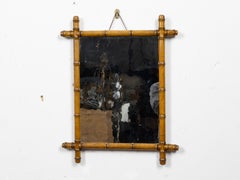 French Faux Bamboo Wall Mirror, Wood Frame, Turned Detail, Circa 1900