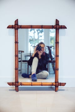 French Faux Bamboo Wall Mirror, Early 20th Century