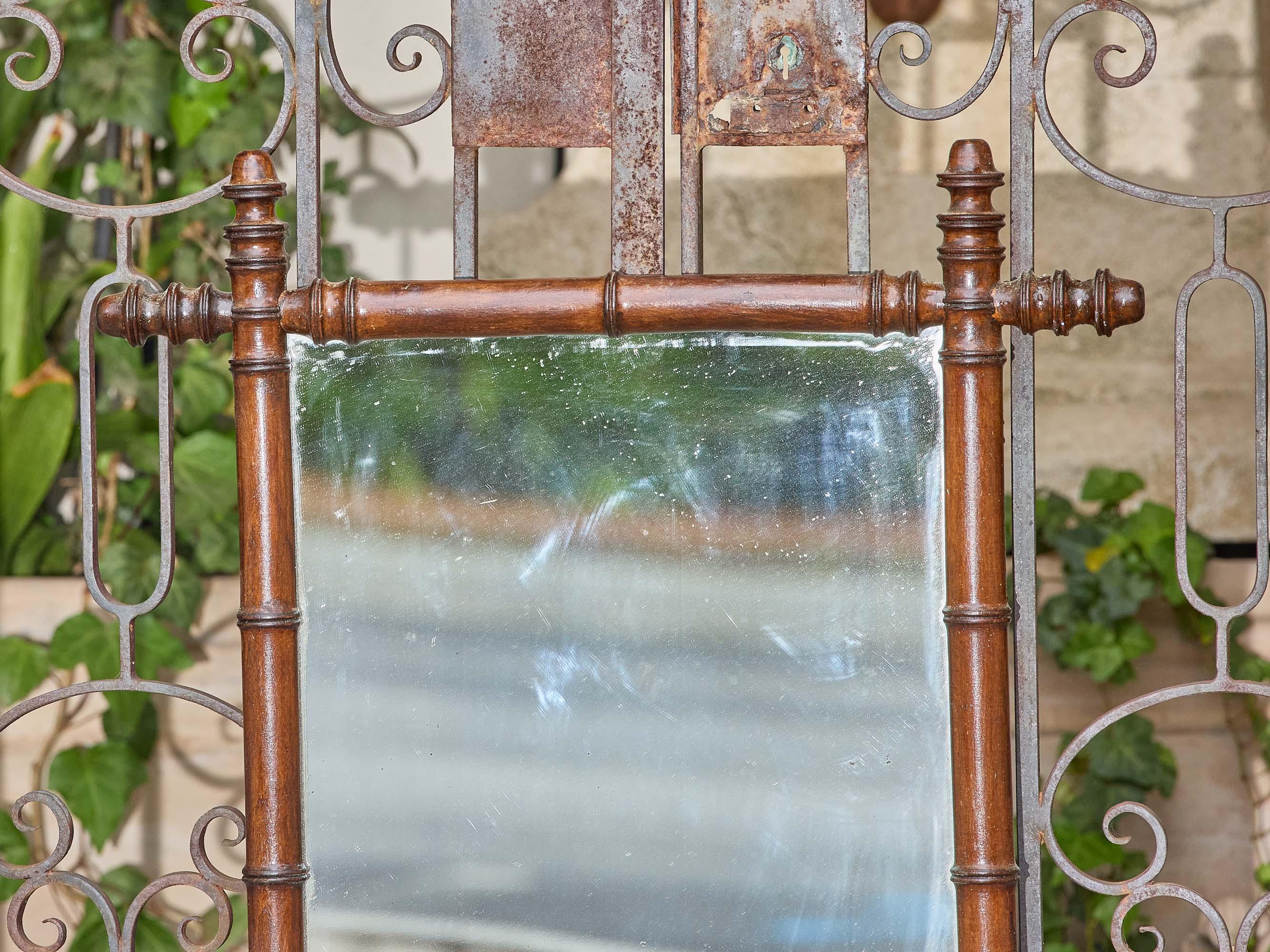 Country Specchio da parete francese in finto bambù con legno tinto scuro, circa 1900 in vendita