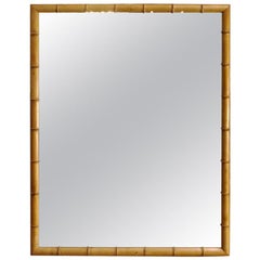 French Faux Bamboo Wall Mirror in Solid Turned Cherrywood