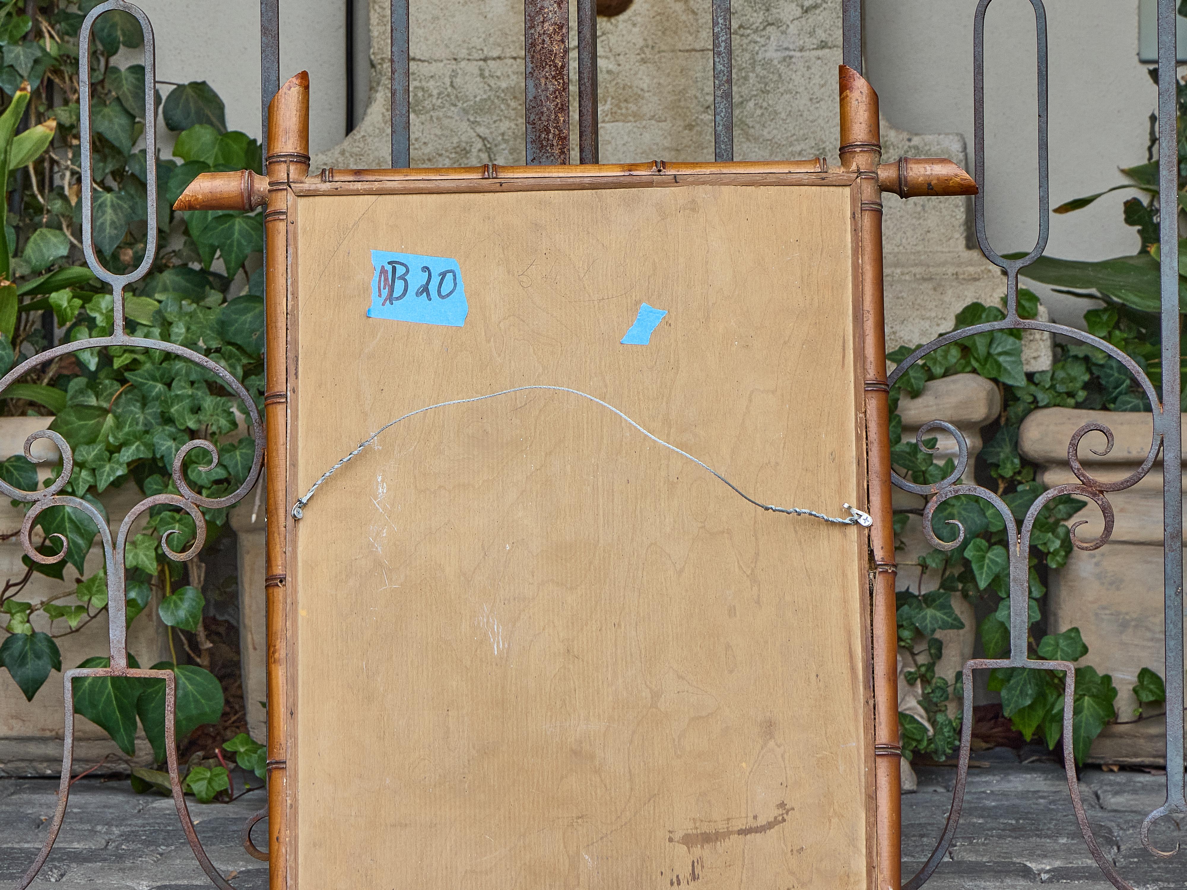 Miroir mural en faux bambou avec cadre sculpté, vers 1900 en vente 2