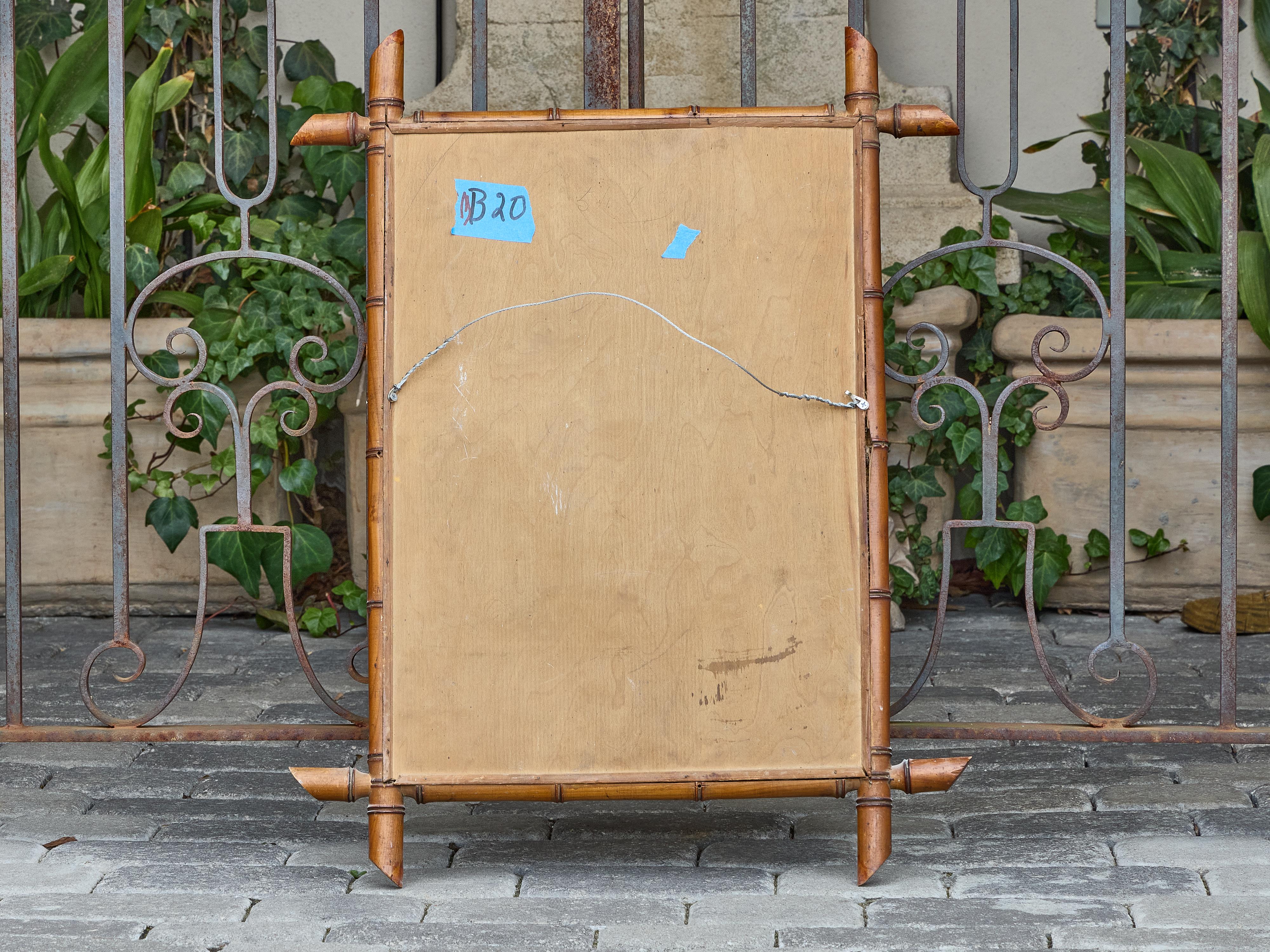 Miroir mural en faux bambou avec cadre sculpté, vers 1900 en vente 3