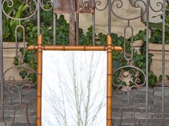 French Faux Bamboo Wall Mirror with Carved Frame, circa 1900