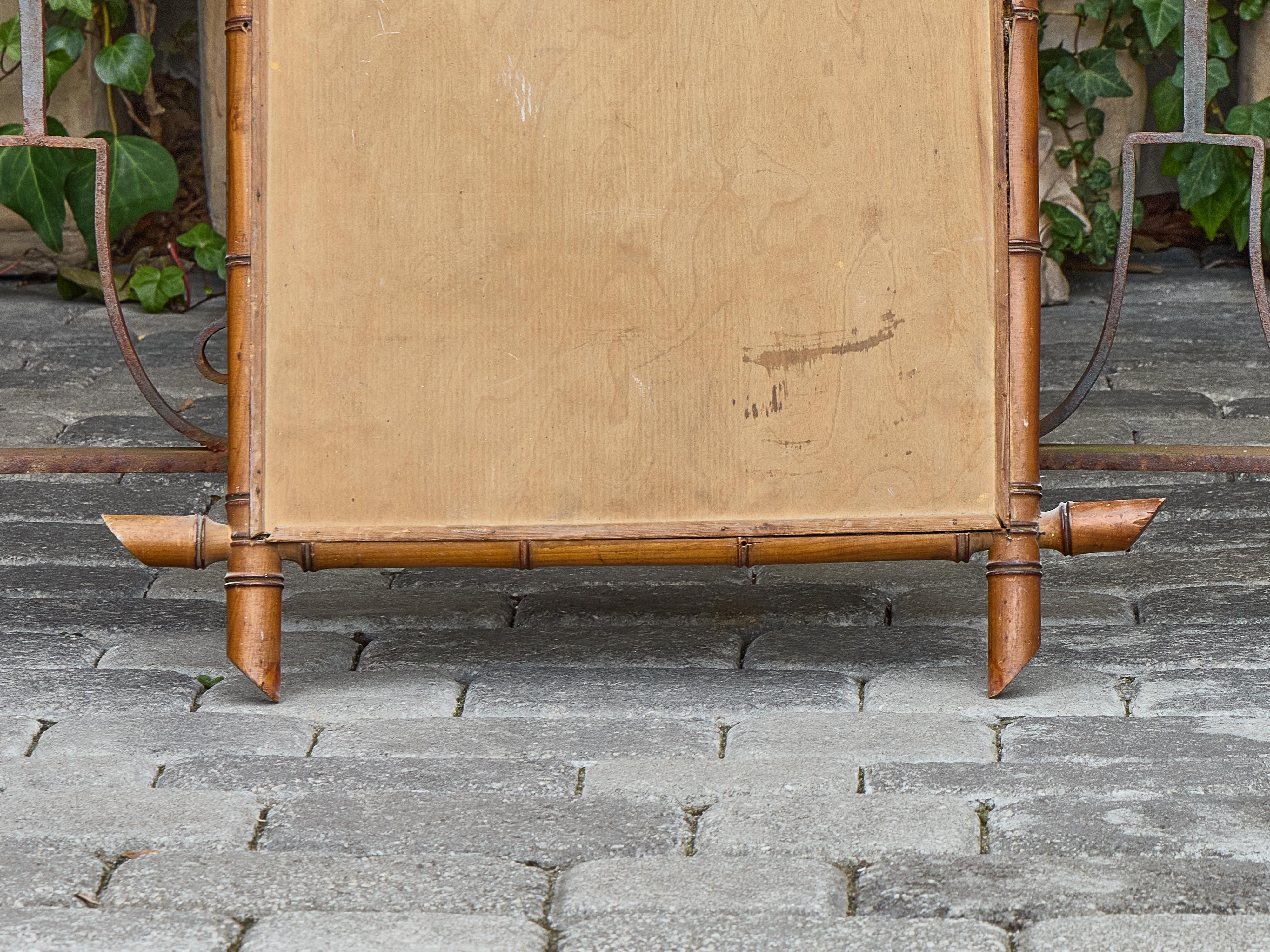 Imitation bambou Miroir mural en faux bambou avec cadre sculpté, vers 1900 en vente