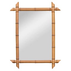 Miroir mural en faux bambou avec angles saillants, vers 1900