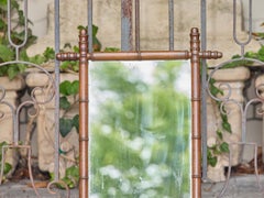 French Faux Bamboo Wall Mirror with Turned Peg Detailing, circa 1900
