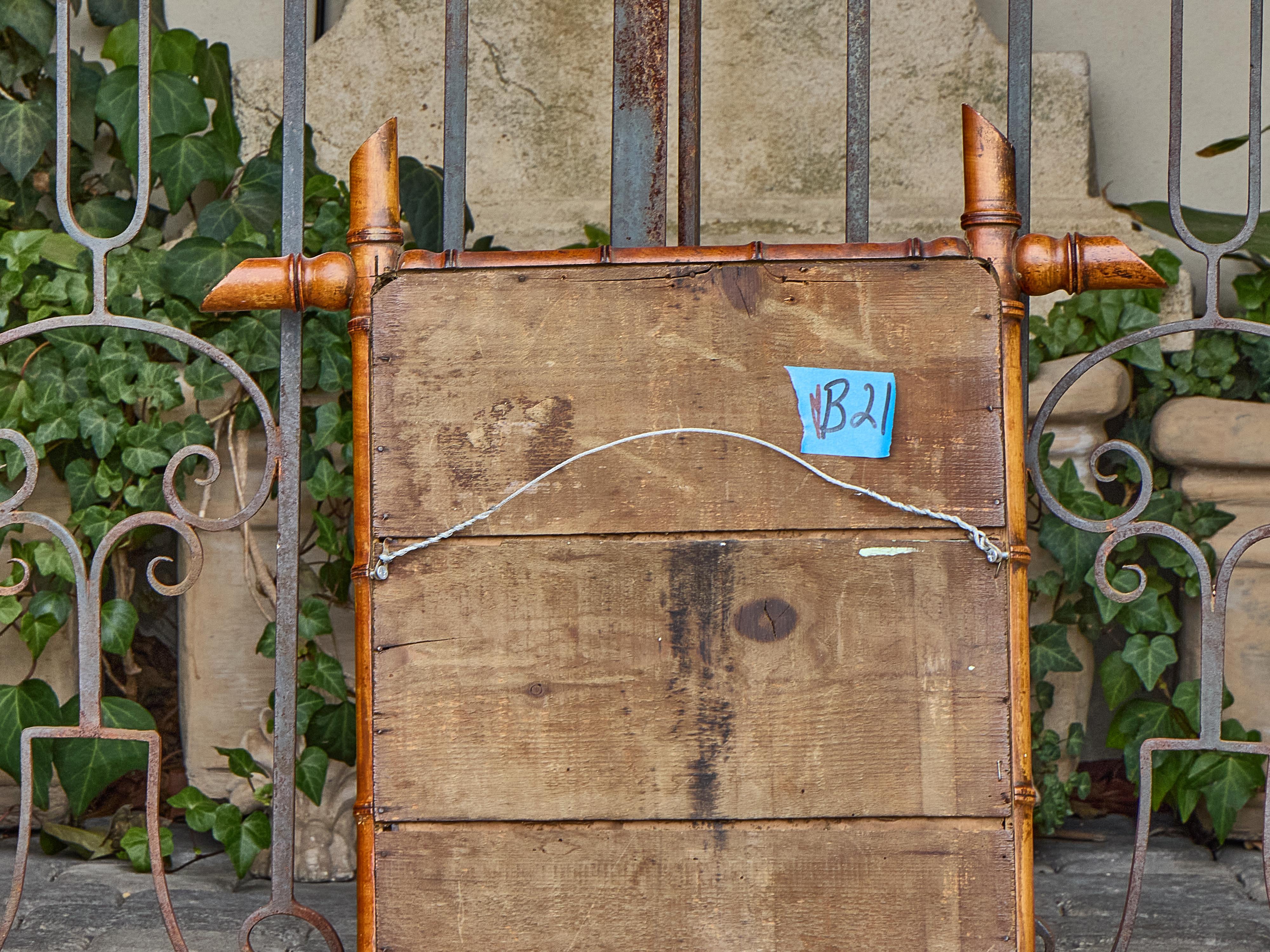 Imitation bambou Miroir mural français en faux bambou avec cadre en bois tourné, vers 1900 en vente