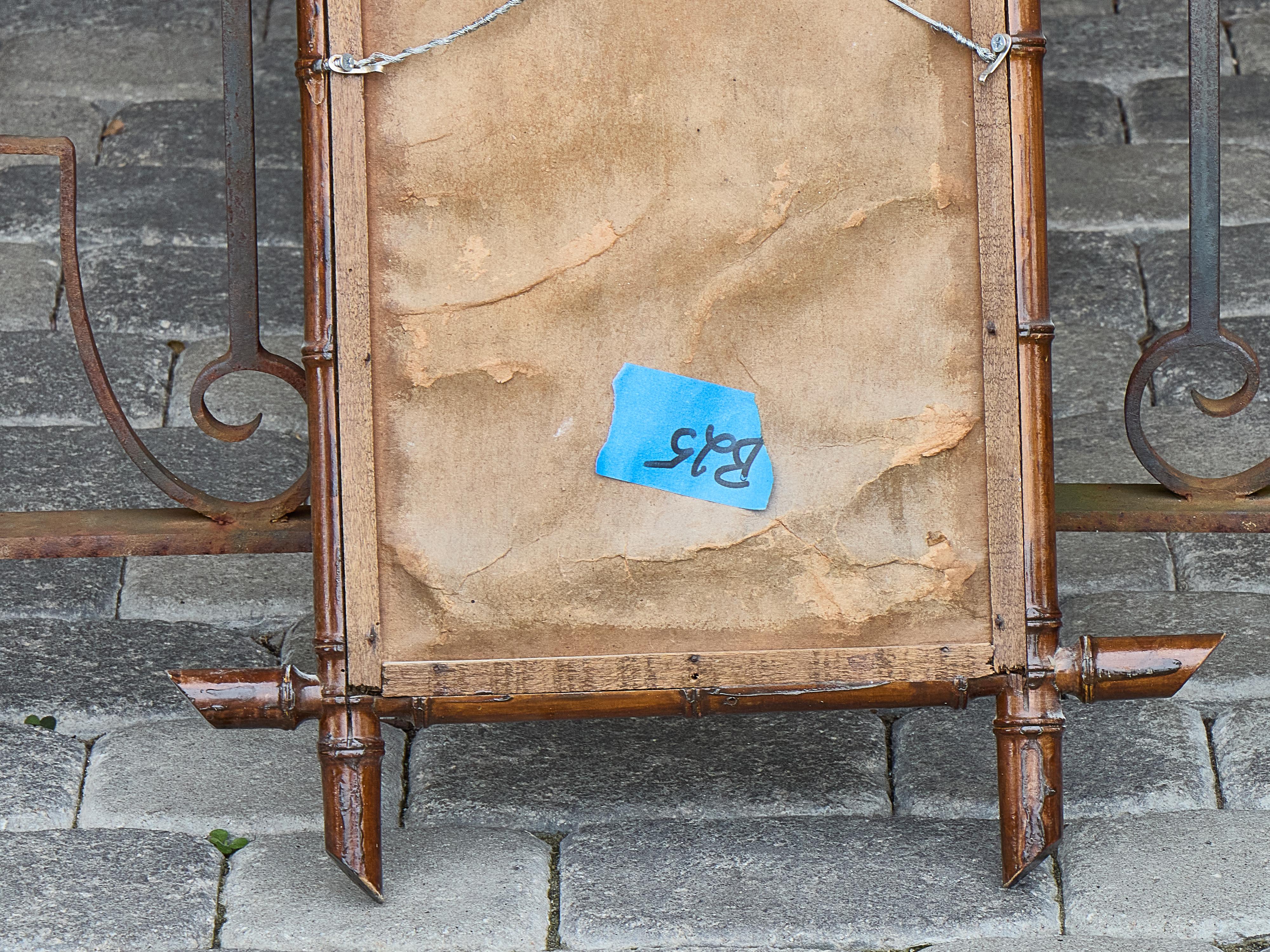 Miroir français en faux bambou et noyer avec cadre sculpté, vers 1900 en vente 4