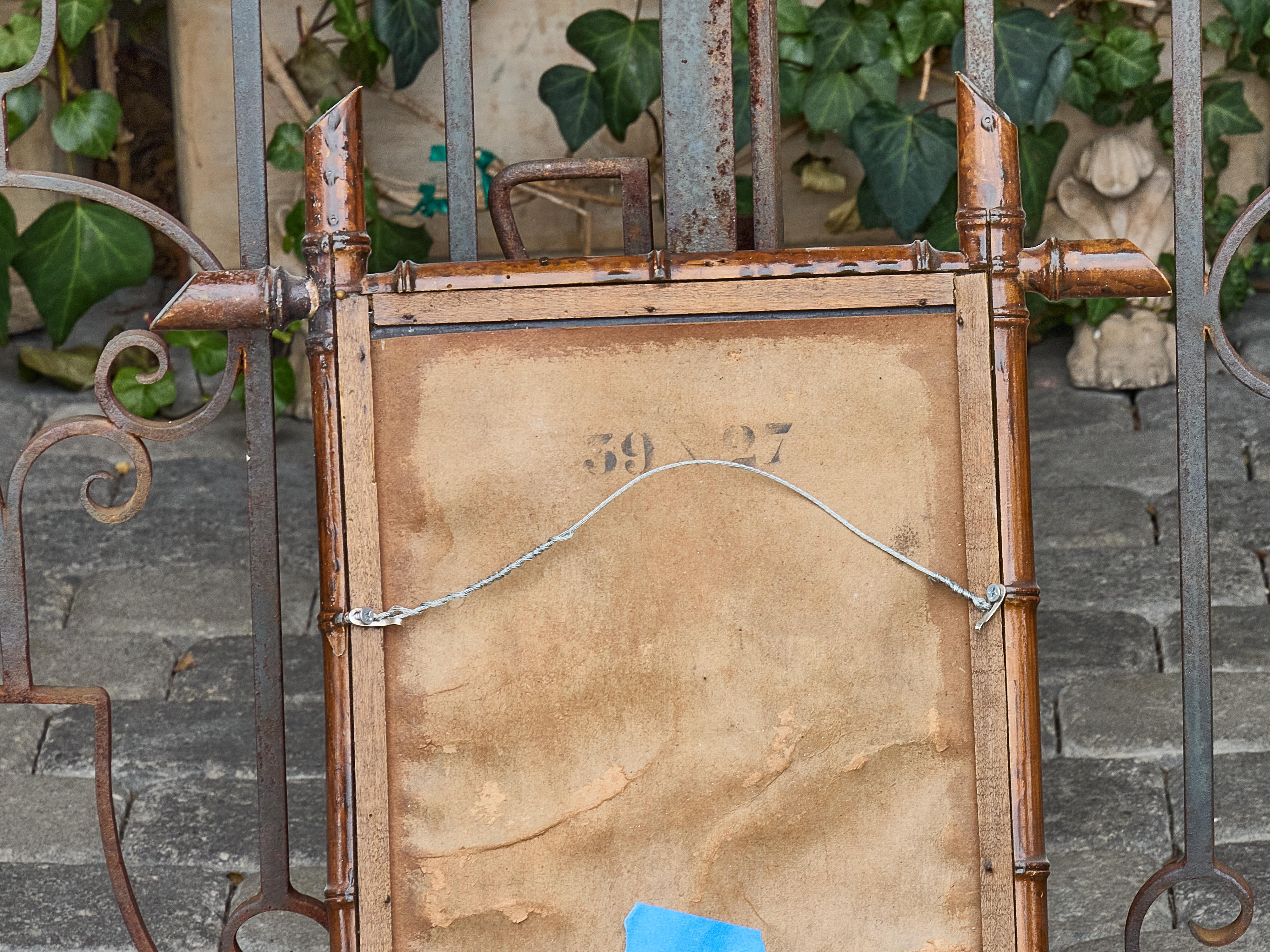 Miroir français en faux bambou et noyer avec cadre sculpté, vers 1900 en vente 2