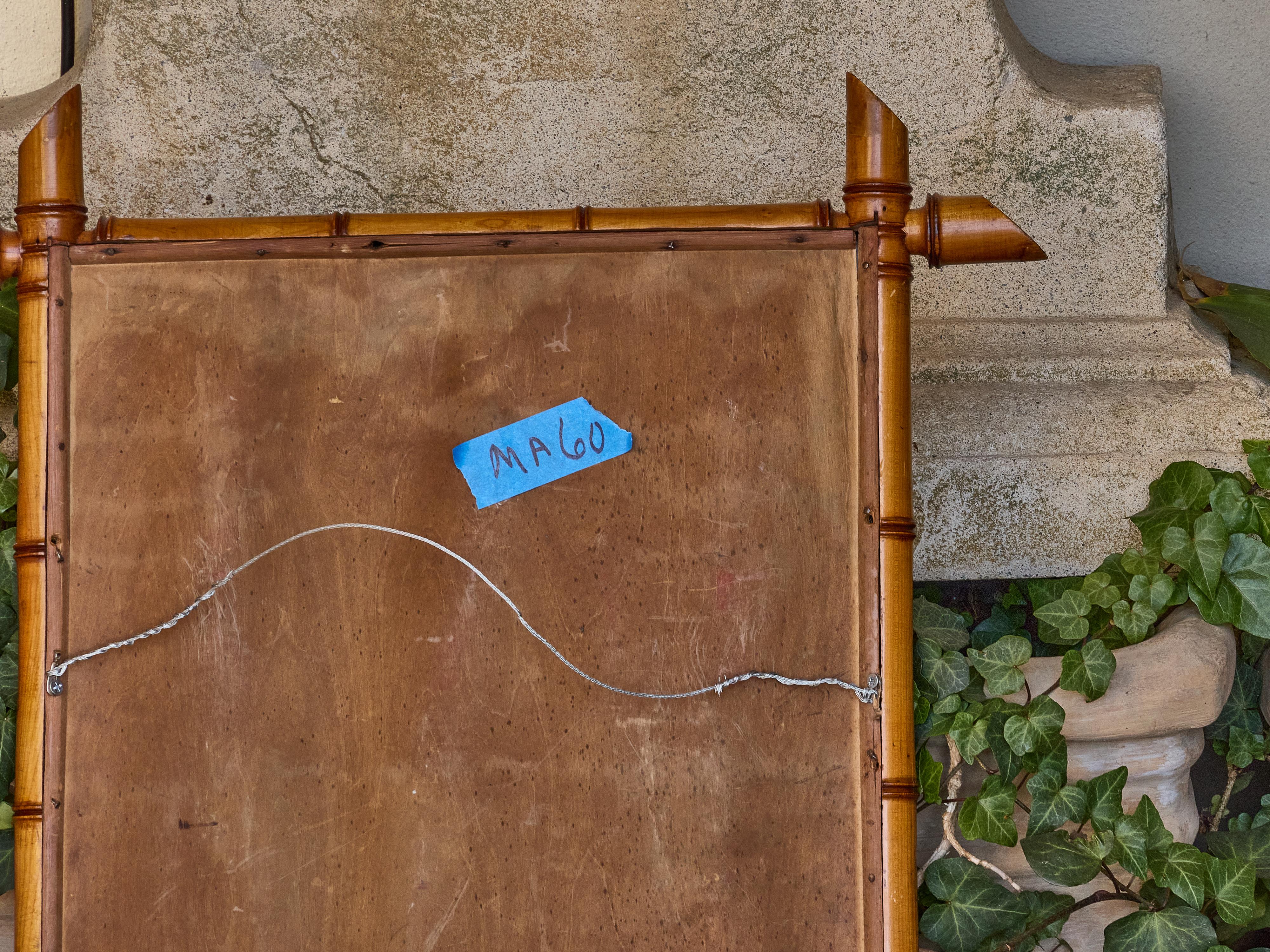 Miroir français en faux bambou et noyer avec coins percés, vers 1900 en vente 3