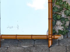 French Faux Bamboo Walnut Mirror with Pierced Corners, circa 1900