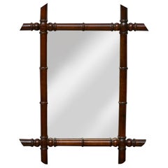 Miroir français en faux bambou et noyer avec détails tournés, vers 1900