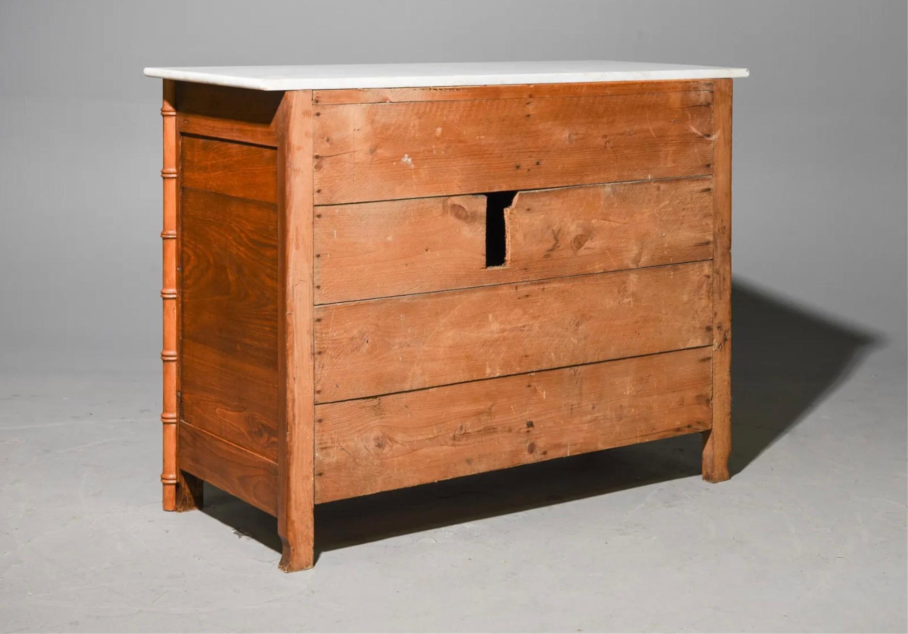 French Faux Bamboo White Marble Top Buffet Sideboard 3
