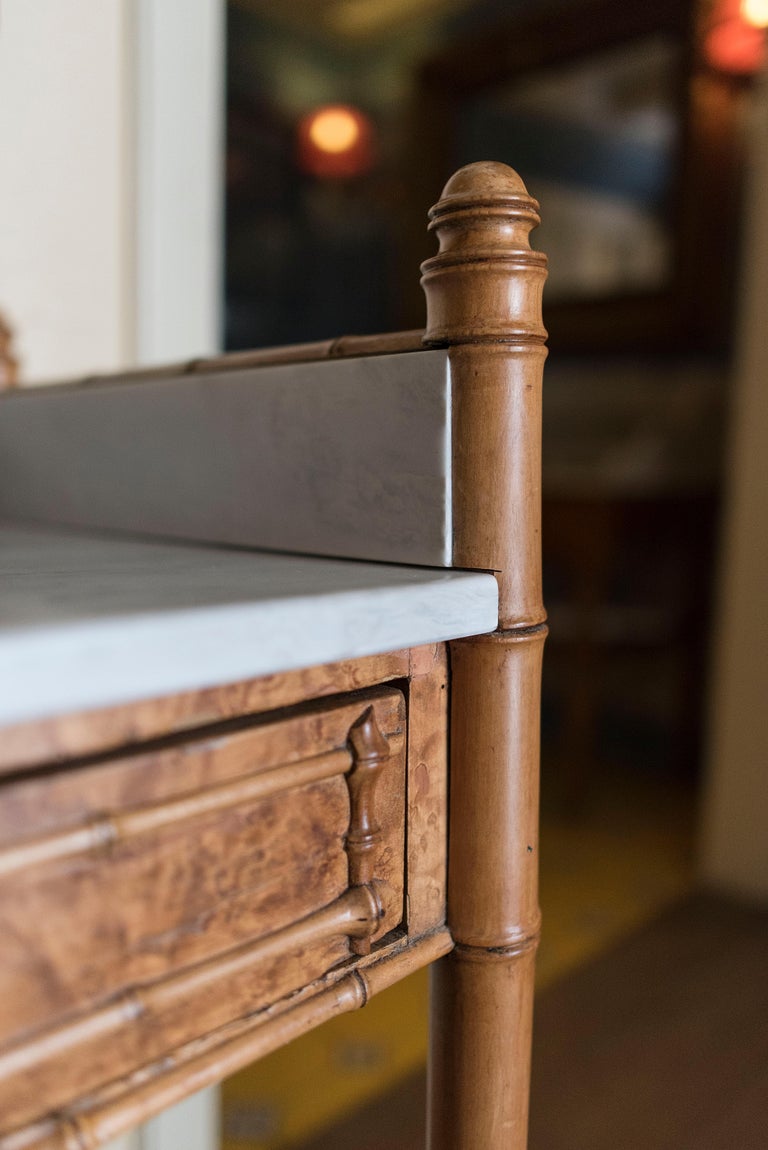 French Faux Bamboo with Marble Top Sink and Brass Faucet from 19th ...