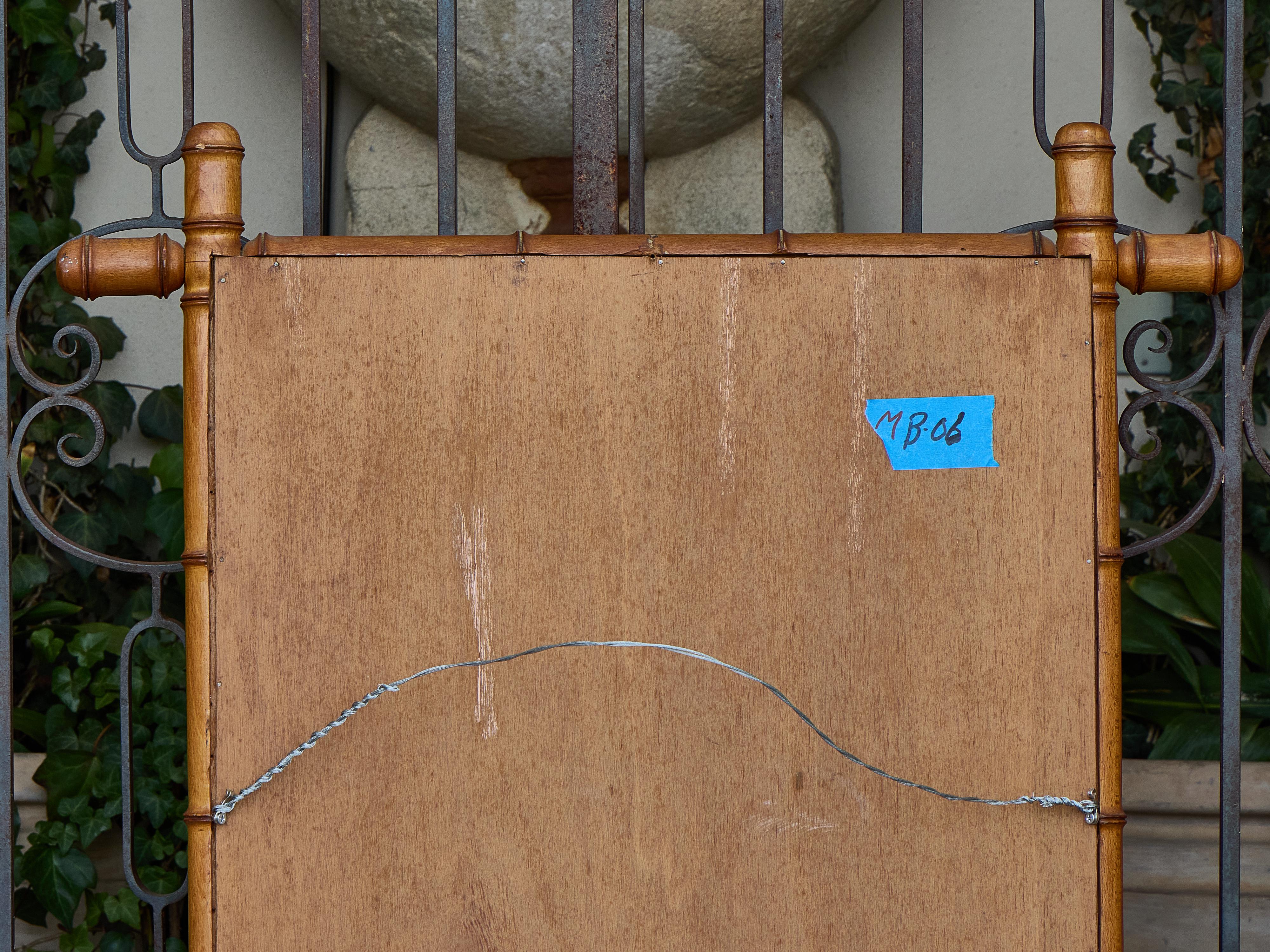 French Faux Bamboo Wooden Mirror with Turned Finials, circa 1920 For Sale 7