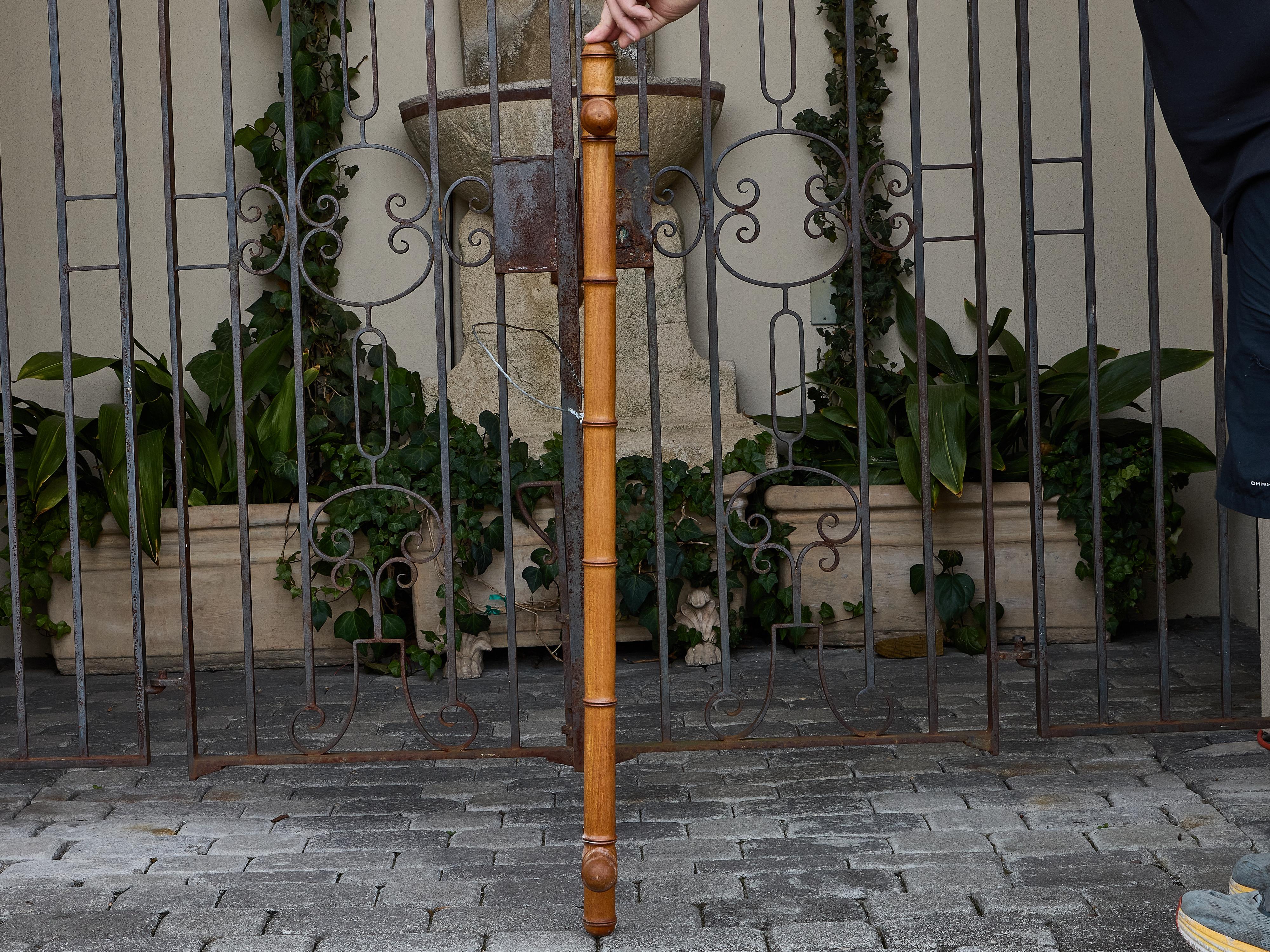 French Faux Bamboo Wooden Mirror with Turned Finials, circa 1920 For Sale 1