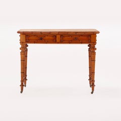 French Faux bamboo writing desk having two drawers circa 1880.
