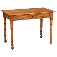 French Faux Bamboo Writing Desk of Cherry and Pine from the 19th Century