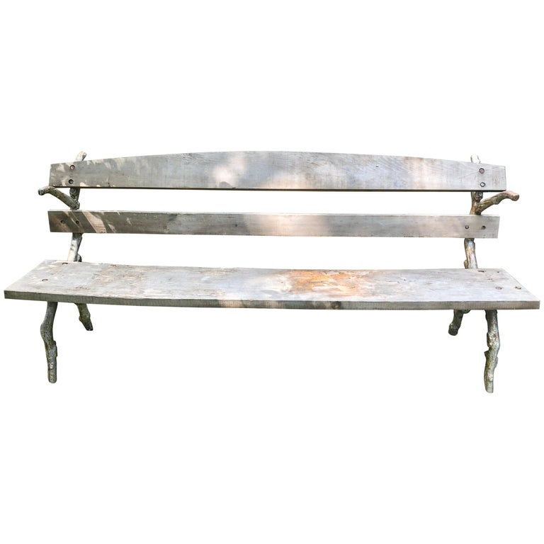 French Faux Bois Cast Iron Park Bench For Sale At 1stdibs