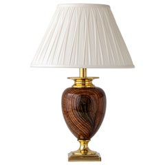 French Faux Bois Ceramic Urn Table Lamp by Le Dauphin, Hollywood Regency, c1970s
