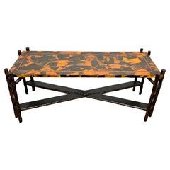 Französischer Faux Bois-Couchtisch aus Patchwork- Horn, ca. 1970er Jahre