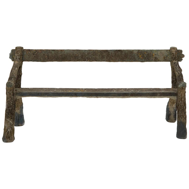 French Faux Bois Concrete Bench At 1stdibs