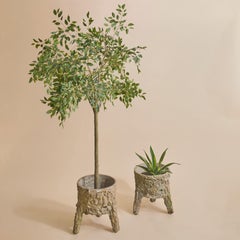 Vaso da fiori in cemento con effetto legno, stile francese, anni ’40 – 2 disponibili