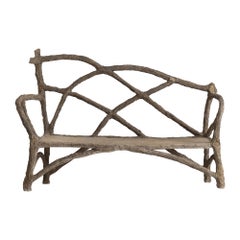 French Faux Bois Concrete Garden Bench