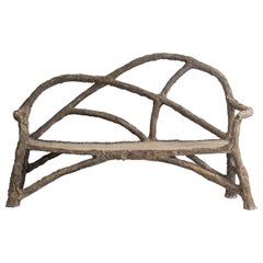 French Faux Bois Concrete Garden Bench