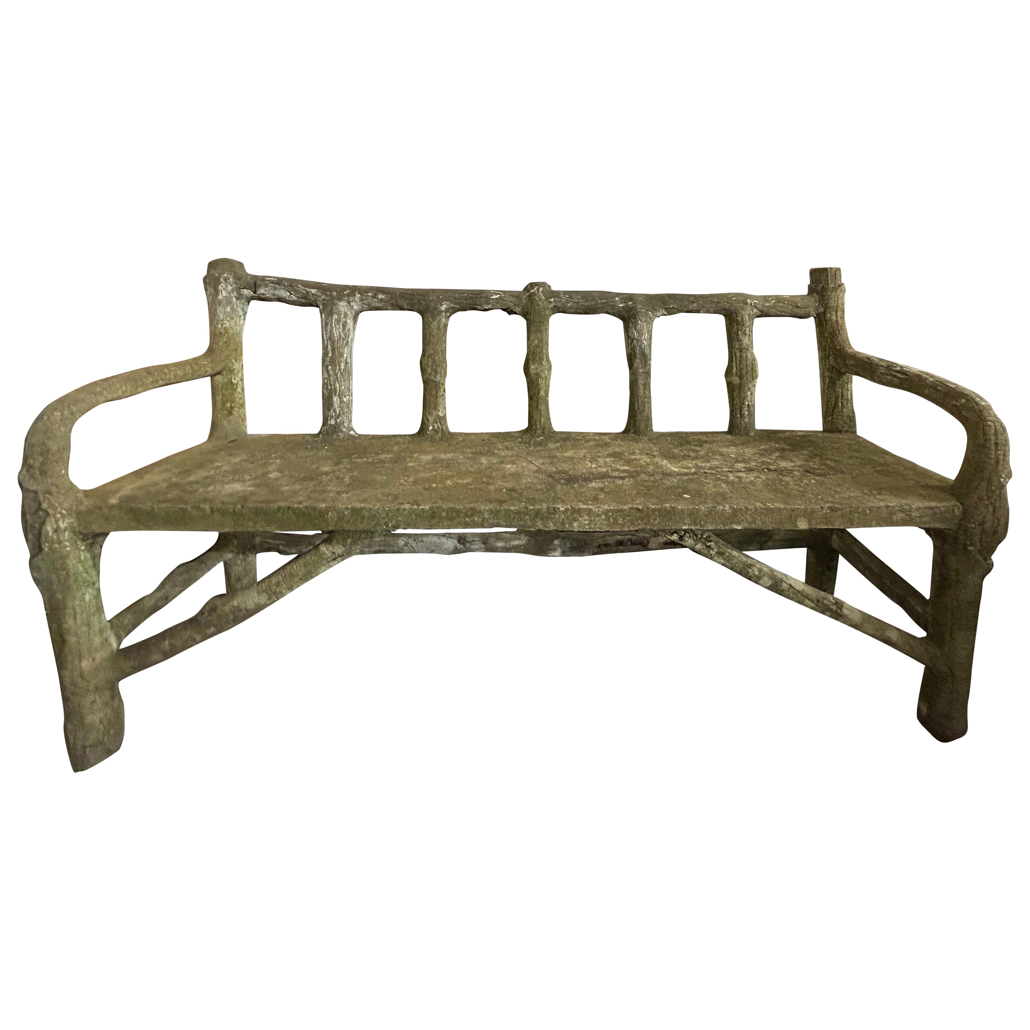 French Faux Bois Garden Bench