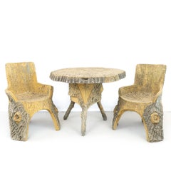 French Faux Bois Garden Table and Chairs