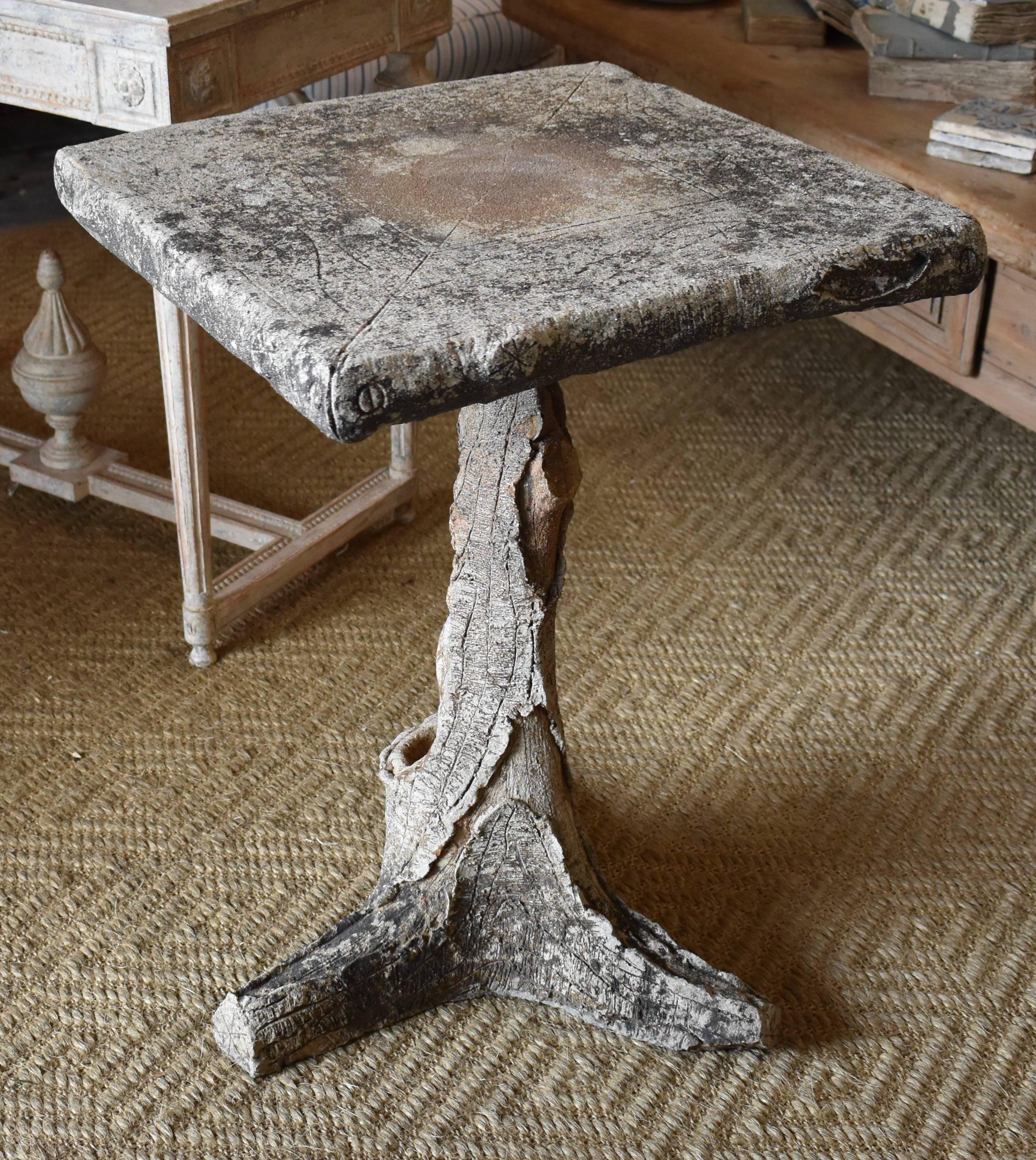 Cement French Faux Bois Garden Table